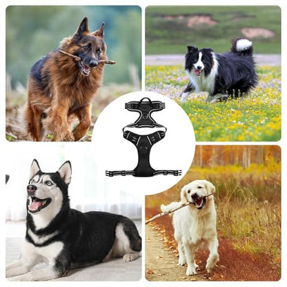 Escape Proof Dog Harness | No-Pull Pet Harness - Reflective No-Pull No-Choke Pet with 2 Clips Dog for Dogs Puppy Cats Outdoor Training