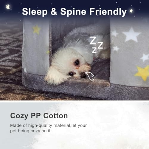 Dog&Cat House Dog&Cat Bed with Cover Cave with Non-Slip Bottom. (Grey Star, Small) - color: Grey Star, size: Small