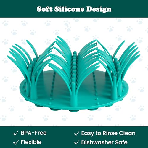 PEGGY11 Grass-Shaped Silicone Slow Feeder Insert for Dog Bowl | Upright grass-blade texture, Suction cup base, Food-grade material, Dishwasher-safe, Mealtime enrichment - size: 6.38'' x 6.38''
