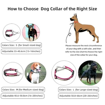 Martingale Dog Collars with Stainless Steel Chain, Reflective No Pull Walking Training Collar with Quick Release Buckle, Adjustable Slip Chain Nylon Dog Collars for Small Medium Large Dogs - color: Green and blue, size: Small