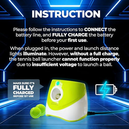 OYE Dog Ball Launcher, Automatic Balls Thrower with 6 Balls for Dog, 2 Tennis Balls Throwing Machine with 10-30 ft Throw Distance, Interactive Pet Toys for Small and Medium Dogs (Green)