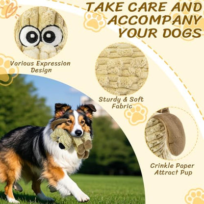 Squeaky Stuffed Dog Toys，Plush Dog Shape Toy， Indoor&Outdoor Playing Dog Toys to Keep Them Busy, Chew Toys for Large Medium Small Puppies - color: Khaki