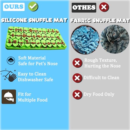 Silicone Snuffle Mat for Dogs Slow Feeder Lick Mat with Suction Cups Dogs Sniff Mat Dogs & Cats Entertainment Toys for Boredom(Green) - color: Green