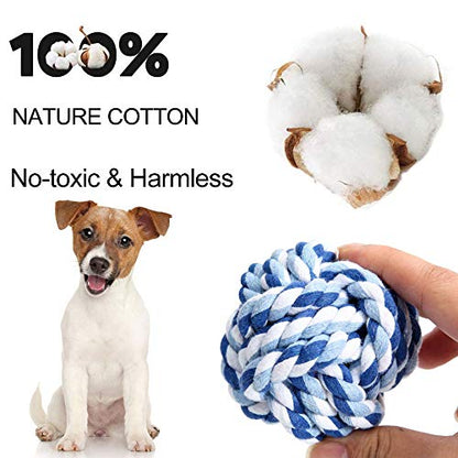 Dog Rope Ball 2Pack - Medium Breeds Knot Ball Rope Toys for Puppies to Medium Dogs, Teething Chewing, Tug and Boredom Relief