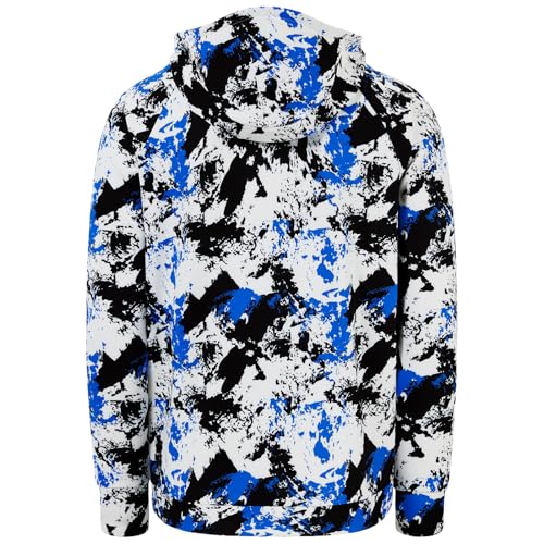BASSDASH Men’s Fishing Fleece Hoodie with Neck Gaiter Water Resistant Performance Hunting Sweatshirt FS18M - color: Blue&black Camo -No Logo at Sleeve, size: Medium