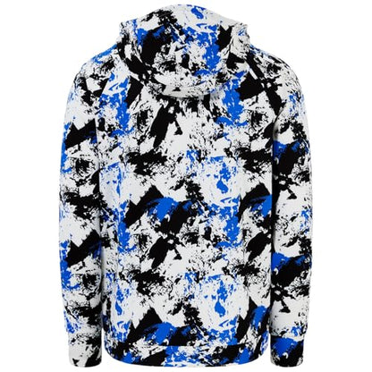 BASSDASH Men’s Fishing Fleece Hoodie with Neck Gaiter Water Resistant Performance Hunting Sweatshirt FS18M - color: Blue&black Camo -No Logo at Sleeve, size: Medium