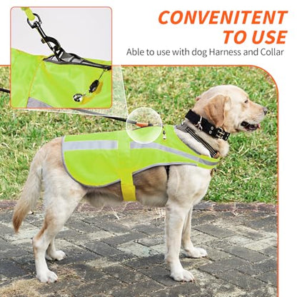 Reflective Dog Vest for Medium and Large Breeds, High Visibility Dog Safety Vest with Removable Bell Keep Safe from Hunting, Training & Cars Accidents - color: Neon Green, size: M