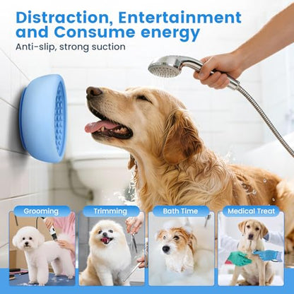 Dog Lick Bowl,Freezeable Anxiety Relief Non-Slip Silicone Treat Bowl,Durable Anti-Choking Long-Lasting Enrichment Slow Feeder Licking Mat for Mediuml Large Breed, BPA Free Silicone Dishwasher Safe - color: light blue, size: L