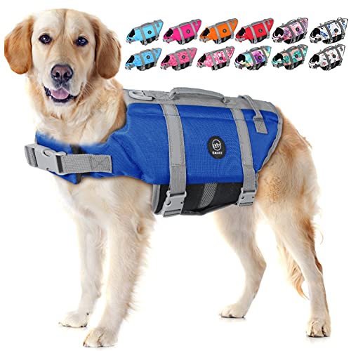 EMUST Dog Life Vests, Adjustable Pet Life Jacket with Rescue Handle, Dog Flotation Vest for Small/Medium/Large Dogs, XS, Royal Blue - color: Royal Blue, size: XS
