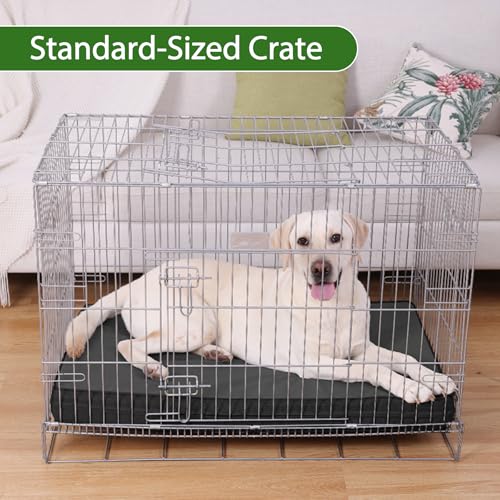 Vonabem Outdoor Dog Bed Waterproof Washable, XXL Large Crate Pad 48 Inch, Wipeable Leather Pet Beds with Removable Cover, Durable Foam Anti-Slip Kennel Pad 47"x29" Black - color: Black, size: XXL(47x29x4)