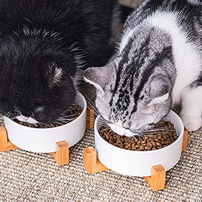 Petygooing Ceramic Dog Cat Bowl Set with Stand, Pet Dog Food and Water Dish,Medium Pet Bowls Anti Slip Set of 2 Cat Bowls-White Pet Food Bowl- Small Medium Size Pet (28 OZ /3.6 Cups) - color: White, size: Medium Size Dog Bowls 850ML*2