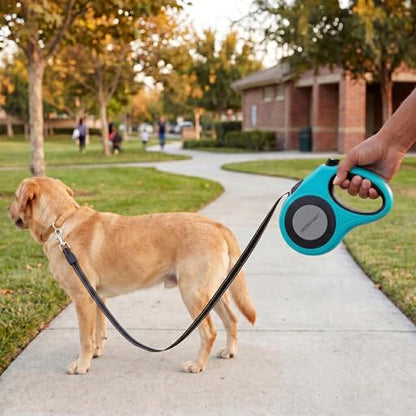 XL 16FT Retractable Dog Leash for Large Dog up to 120 lbs, Chew Proof Steel Wire Extender, One-Hand Brake & Lock, Tangle-Free Heavy Duty Walking Leash XL Blue - color: Blue