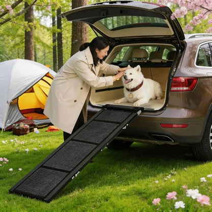 Garvee 20" Extra Wide Folding Dog Ramp for Car, 63" Long Heavy Duty Non-Slip Portable Pet Ramp, Large Dogs Up to 250 lbs, Outdoor & Indoor Use - size: 63" × 20"