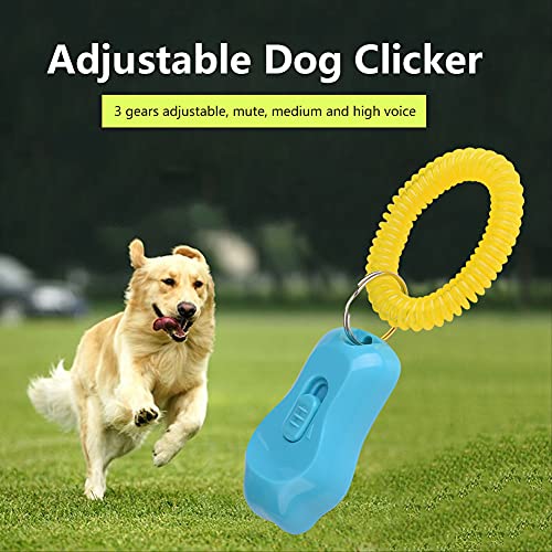 AYNEFY Pet Behavioral Training Clicker, Shaped 3 Gears Adjustable Volume Pet Dog Training Clicker Puppies Training Behaviour Whistle with Wrist Strap(Sky Blue) - color: Sky Blue