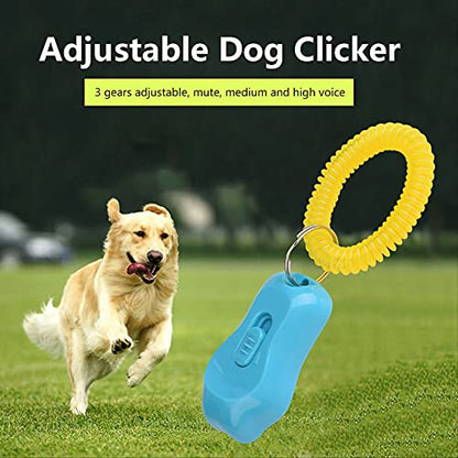AYNEFY Pet Behavioral Training Clicker, Shaped 3 Gears Adjustable Volume Pet Dog Training Clicker Puppies Training Behaviour Whistle with Wrist Strap(Sky Blue) - color: Sky Blue