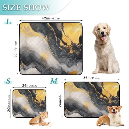 Qilmy Marble Pet Mat, Waterproof Reusable Dog Training Pad Anti-Slip Pet Creat Pad for Small Medium Large Dogs and Cats - size: Smallx3