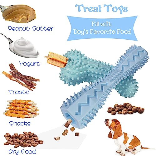 4 Pack Puppy Teething Toys 0-6 Months Puppy Chew Toys for Teething Cute Small Dog Toy Soft Rubber Toy for Puppies(Blue) - color: Blue