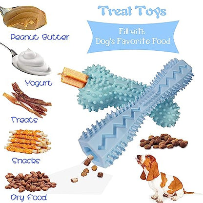 4 Pack Puppy Teething Toys 0-6 Months Puppy Chew Toys for Teething Cute Small Dog Toy Soft Rubber Toy for Puppies(Blue) - color: Blue