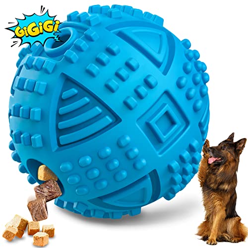 LEGEND SANDY Dog Balls Treat Dispensing Dog Toys for Aggressive Chewers Large Breed, Nearly Indestructible Squeaky Puppy Chew Toys for LargeBreeds, Natural Rubber Doggie Puzzle Toys, Pet Treat Ball - color: Ball-Blue