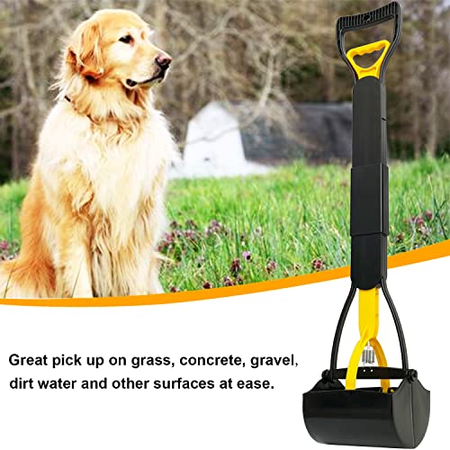 ienjoyed 32“ Tall Pooper Scooper, Large Pooper Scooper for Dogs Heavy Duty, Dog Pooper Scooper with Long Handle & High Strength Durable Spring, Foldable Dog Poop Pick Up - size: 32-inch(yellow1)