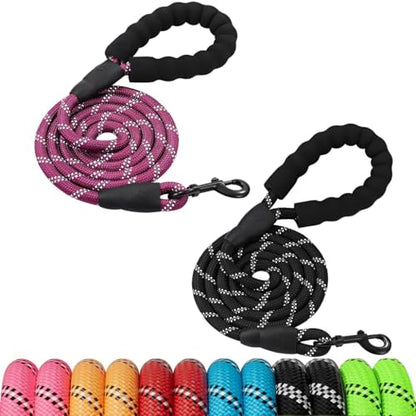 Dog Leash for Medium,Large and Small Dog,Heavy Duty, Durable Rope,Lightweight Design for Walking,Training,and Outdoor Activities,Pack of 2 Leash,Black and Purple,6Ft,1/2 inch - color: 2PCS-Black+Purple