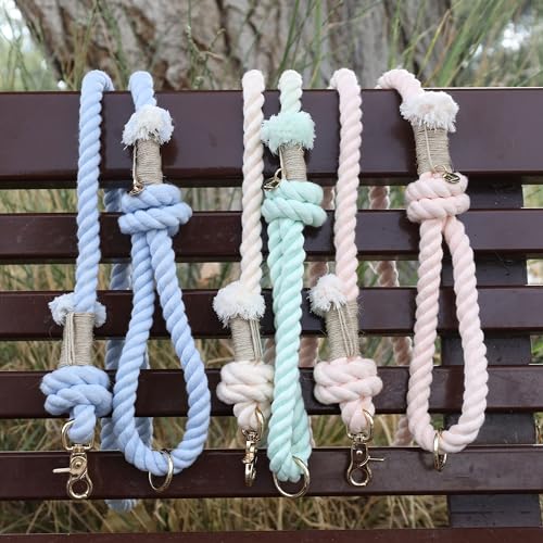 Premium Cotton Rope Leash for Medium & Large Dogs – 5 ft Handcrafted, Strong, Stylish & Durable with 360° Swivel Heavy-Duty Clip – Perfect for Everyday Walks, Training & Weddings - Yellow-Grey Ombre - color: Mint Yellow-Green Ombre