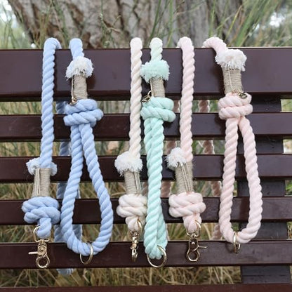 Premium Cotton Rope Leash for Medium & Large Dogs – 5 ft Handcrafted, Strong, Stylish & Durable with 360° Swivel Heavy-Duty Clip – Perfect for Everyday Walks, Training & Weddings - Yellow-Grey Ombre - color: Mint Yellow-Green Ombre