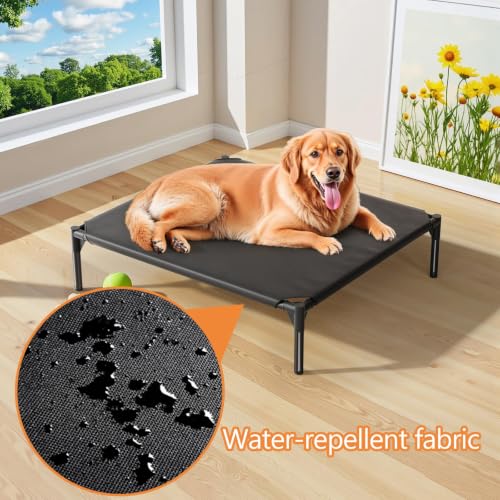 Elevated Dog Cot Bed,Cooling Raised Pet Bed with Washable Breathable Mesh Sturdy Metal Frame,Portable Raised Dog Bed with Anti-Slip Feet for Indoor Outdoor Backyard Use (47" X 27" X 7") - size: 47" X 27" X 7"