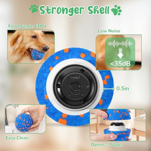 Smart Interactive Dog Toys,Vibrating Dog Ball,Pet Bounce Ball for Dogs (Small & Large),Chew-Proof Shell,Automatic Moving/Bouncing/Rotating, E-TPU Material,Ip68 Waterproof - color: Blue