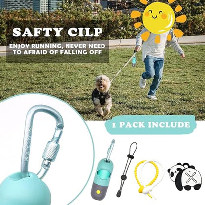 Dog Poop Bag Holder with LED Flashlight for Night Walks,Silicone Tether & Panda Pattern Clip for Used Bags, Hands-Free Metal Leash Carabiner, Includes 15 Scented Waste Bags (Crystal Blue) - color: Crystal Blue
