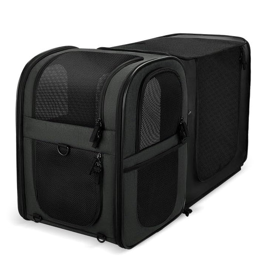 Apollo Walker Pet Carrier Backpack for Large/Small Cats and Dogs, Puppies, Safety Features and Cushion Back Support for Travel, Hiking, Outdoor Use (Black-Expandable) - color: Black-expandable