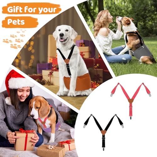 Dog Suspenders 2 Pieces Dog Suspenders for Dogs Diapers, heavy nylon webbing, sturdy metal buckles, Adjustable straps (1 Black&1 Pink M) - size: Medium (Back length 8.9"-15.9")