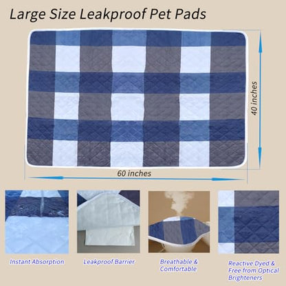 Washable Pee Pads for Dogs with 4-Layer Integrated Waterproof Design, Reusable Super Absorbent Non-Slip Puppy Pads for Crate Training, Home Floor Protection , 40''×60'' - size: 40"×60“