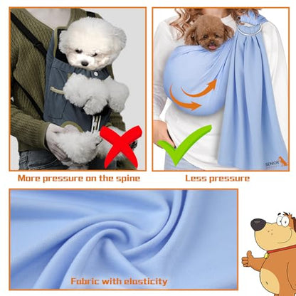 Dog Sling Carrier for Small Dogs,Carrying Wrap Anti-Anxiety Cat Sling,Adjustable Pet Sling(Navy Blue) - color: navy blue