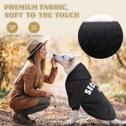 Dog Hoodie for Large Dogs Security Warm Cozy Brushed Fleece Interior Clothes Hoodie with Pocket Sweatshirt Dog Sweaters for Large Dogs(L) - size: Large