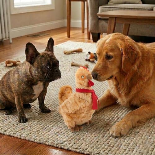 Fuzzl Plush Super Soft Cheeky Chicken - Golden Brown Dog Toy & Comforter – Cuddly Plush with Squeaker, Gentle Dog Toy for Puppies & Small to Medium Dogs - style: Golden Hen
