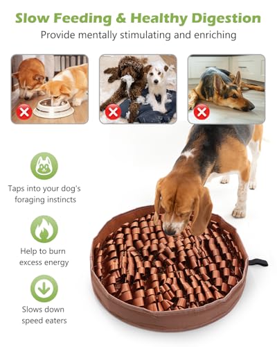 KeeKit Snuffle Mat for Dogs, 20x20 Inch Slow Feeder Mat, Interactive Feeding Game for Small & Medium Dogs - Encourages Natural Foraging, Mental Stimulation - Non-Slip Durable Design for Kibble/Treats