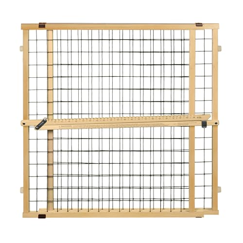 MYPET Wire Mesh Dog Gate: 29.5"-50" Wide, Pressure Mounted with No Tools; Expandable, Durable Pet Gates for Doors and Hallways, 31" Tall, Made with Sustainable Hardwood - size: 29.5"-50" Wide, 31" Tall