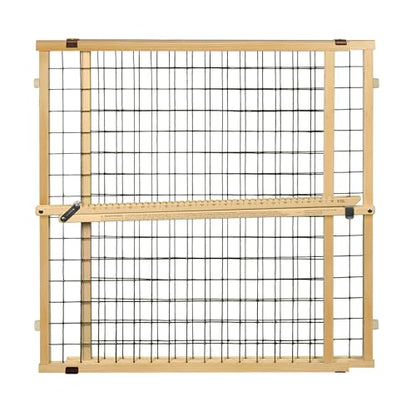 MYPET Wire Mesh Dog Gate: 29.5"-50" Wide, Pressure Mounted with No Tools; Expandable, Durable Pet Gates for Doors and Hallways, 31" Tall, Made with Sustainable Hardwood - size: 29.5"-50" Wide, 31" Tall