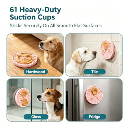 Lick Mat for Dogs & Cats,Honeycomb,61 Suction Cups, Bath & Groom | BPA-free silicone honeycomb lick mat, 61 suction cups; sticks to walls, tubs, fridges; calms during grooming or alone time.
