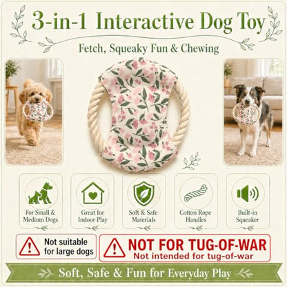 Dog Frisbees Cotton Rope Toys Flying Discs, Teething, Soft Polyester Squeaker Toy for Training,Throwing and Interacting for Anti Boredom & Anxiety, Easy to Clean (Pink) - color: pink