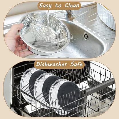 kathson 3PCS Stainless Steel Dog Bowls with Rubber Bottom,Non Slip Cat Bowls Hammered Metal Pet Food and Water Dishes for Kitten Puppy and Small Sized Animals,Dishwasher Safe (5.5in) - size: 5.5in Dia.