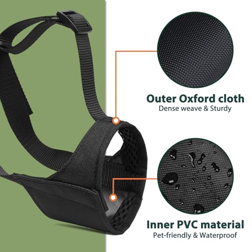 Mayerzon Pitbull Muzzle, Soft Dog Muzzle with Anti-Slip Strap for American Bully Bulldog Boxers Rottweilers, Fabric Mouth Guard for Medium Large Short Snout Dog Anti Biting Chewing, Allow to Drink - size: L [Snout Cir: 9.75"-11"]
