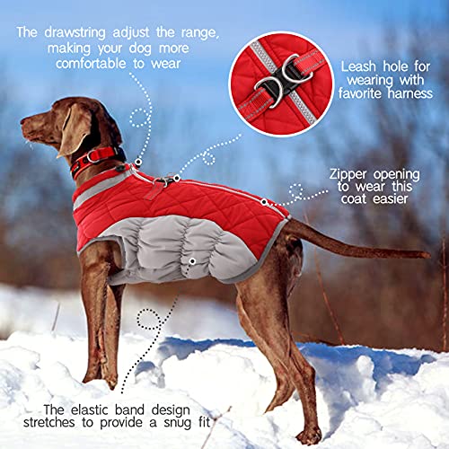 FUAMEY Dog Coat for Small Dogs,Waterproof Dog Winter Jacket with Harness Built in Puppy Cold Weather Coats Reflective Pet Vest with Zipper Warm Fleece Dogs Snowsuit Windproof Red XS - color: Red, size: XS(chest:14in)