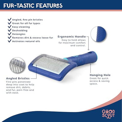 Good Scout Slicker Brush, Best Deshedding Tool for Dogs & Cats, Gentle, Safe & Effective Pet Grooming Tool for Long & Short Haired Animals - style: Slicker Brush