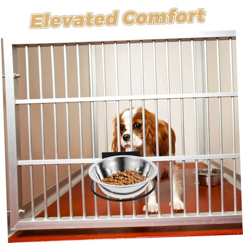 Hemoton Space-Saving Wall-Mounted Dog Bowl Raised Cat Bowls Pet Feeder Station Dog Food Holder Stainless Steel