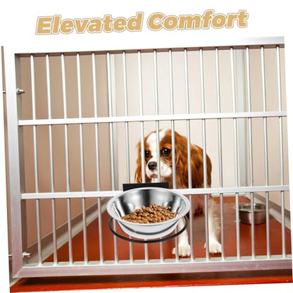 Hemoton Space-Saving Wall-Mounted Dog Bowl Raised Cat Bowls Pet Feeder Station Dog Food Holder Stainless Steel