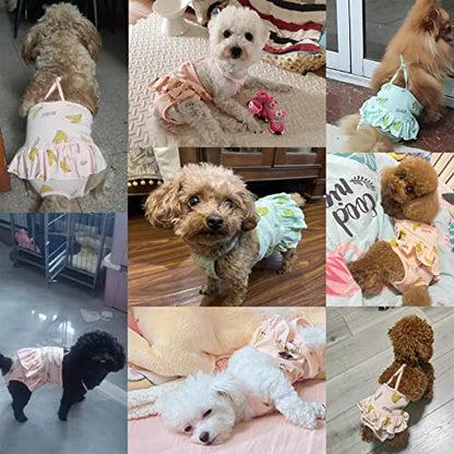 2 Pieces Dog Diaper with Suspender Washable Sanitary Pantie Reusable Puppy Sanitary Pants Cute Pet Underwear Diapers Jumpsuits for Small Female Dogs Girl in Heat Period (M) - size: M(5-7LB)