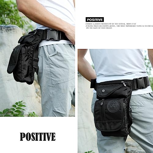 Drop Leg Bag Outdoor Waist Pack for Men Women Tactical Military Motorcycle Bike Cycling Multi-Pocket Waist Fanny Pouch Travel Hiking Climbing Thigh Bag Pocket - color: Black