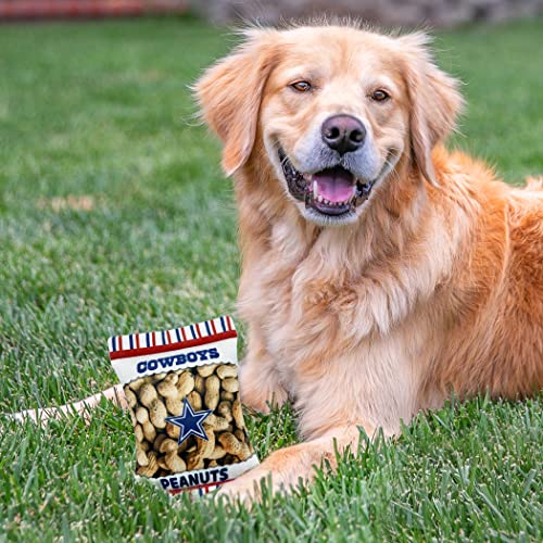 Pets First NFL Dallas Cowboys Crinkle FINE Plush Dog & CAT Squeak Toy - Cutest Stadium Peanuts Snack Plush Toy for Dogs & Cats with Inner Squeaker & Beautiful Baseball Team Name/Logo Small - color: Dallas Cowboys, style: STADIUM PEANUTS SNACK